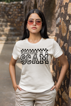 Adulting Is a Scam Graphic T-Shirt – Playful Sarcastic Statement Tee