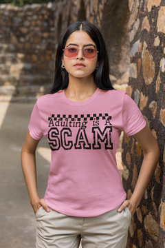 Adulting Is a Scam Graphic T-Shirt – Playful Sarcastic Statement Tee