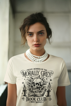 Morally Grey Book Club Graphic Tee – Dark Academia Book Lover T-Shirt