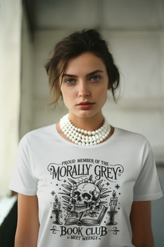 Morally Grey Book Club Graphic Tee – Dark Academia Book Lover T-Shirt
