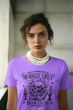 Morally Grey Book Club Graphic Tee – Dark Academia Book Lover T-Shirt