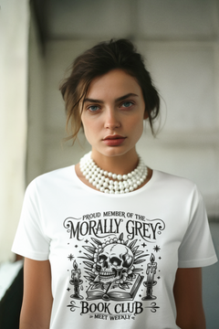 Morally Grey Book Club Graphic Tee – Dark Academia Book Lover T-Shirt